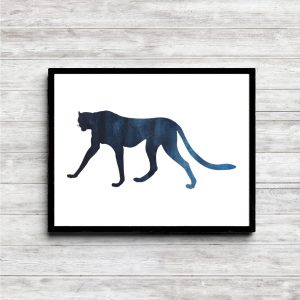 Watercolor African Cheetah Silhouette