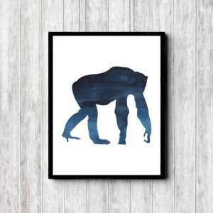 Watercolor Chimpanzee Ape Silhouette