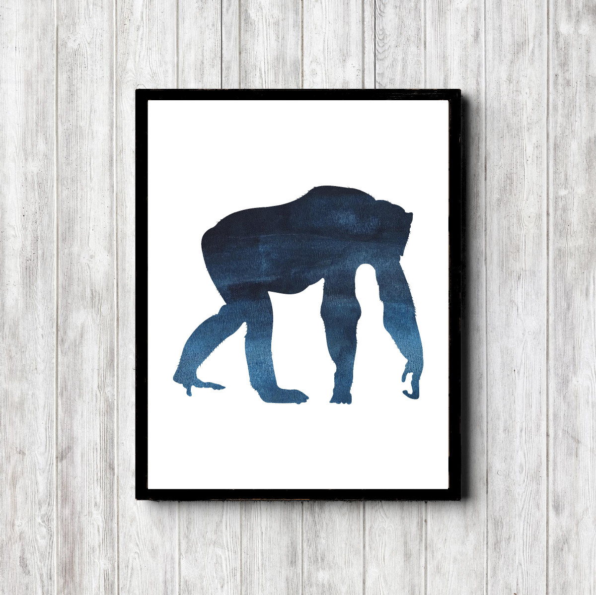 Watercolor Chimpanzee Ape Silhouette Printable