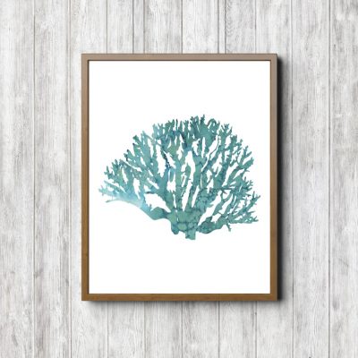 Teal Watercolor Sea Coral