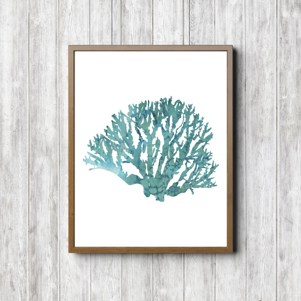 Teal Watercolor Sea Coral Printable