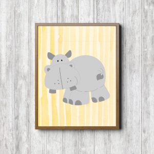Yellow & Grey Cute Hippo