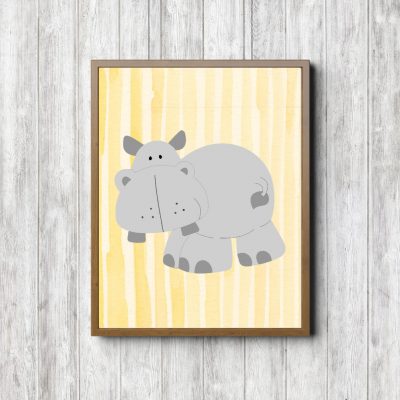 Yellow & Grey Cute Hippo