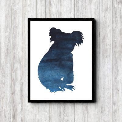 Watercolor Koala Bear Silhouette