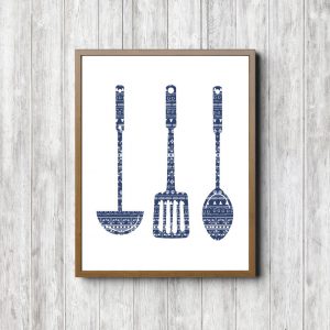 Kitchen Utensils - Blue Pattern