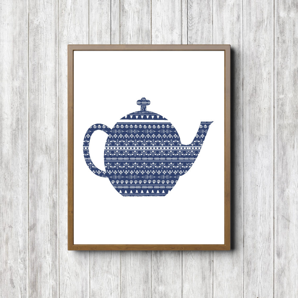 Blue Zentangle Art Teapot Printable