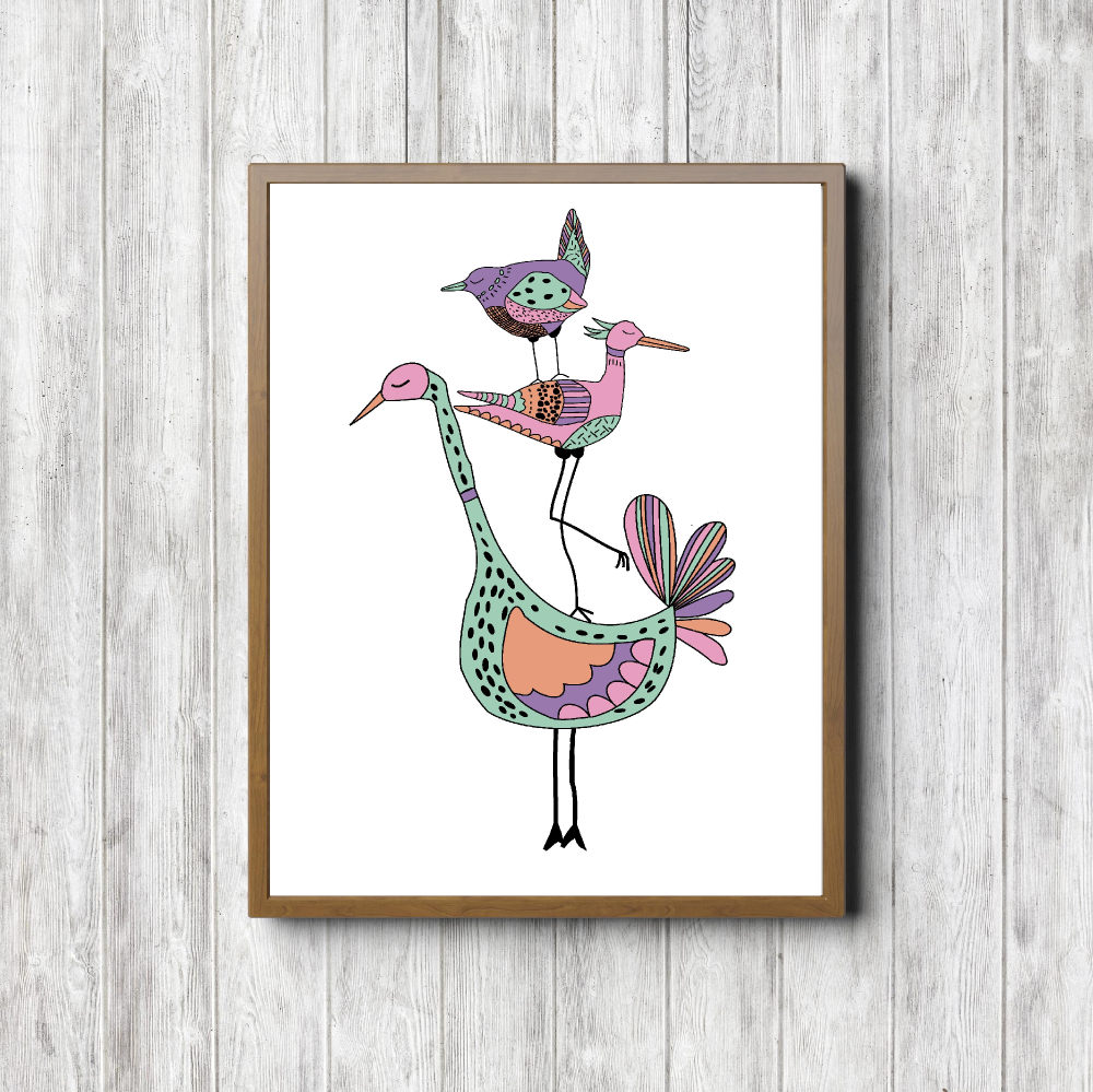 Three Quirky Little Birds Printable