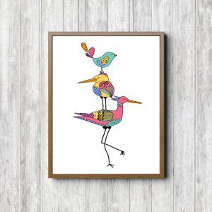 Whimsical Birds Nursery Art