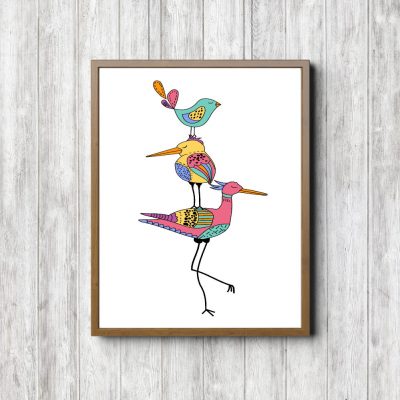 Whimsical Birds Nursery Art