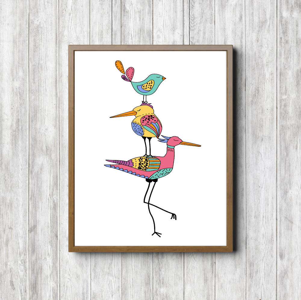 Whimsical Birds Nursery Art Printable