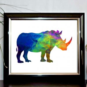 Multi Color Rhino Silhouette
