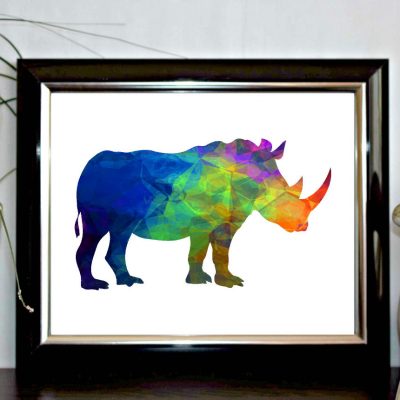 Multi Color Rhino Silhouette