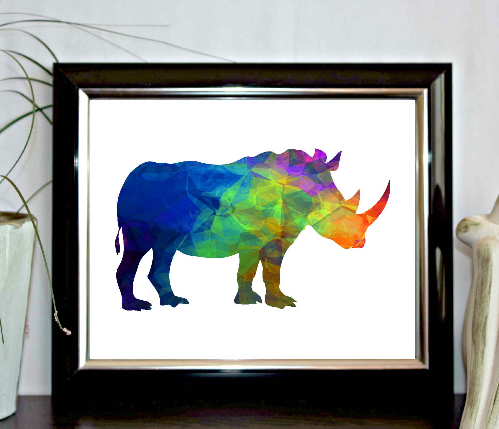 Multi Color Rhino Silhouette Printable