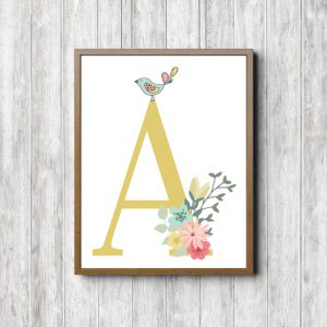 Letter A - Flowers & Bird