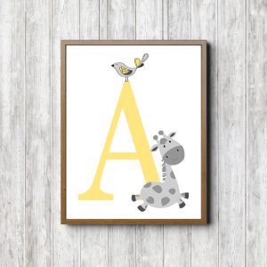 Letter A - Giraffe & Bird