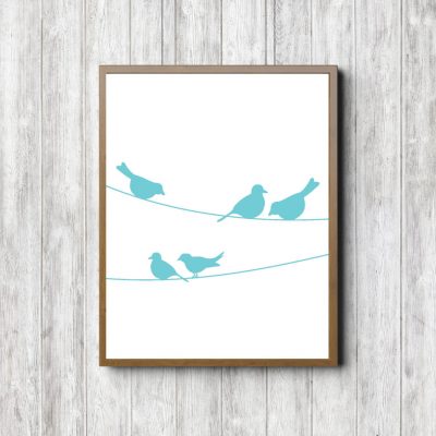 Aqua Birds On A Wire