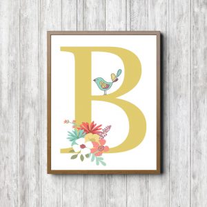 Letter B - Flowers & Bird