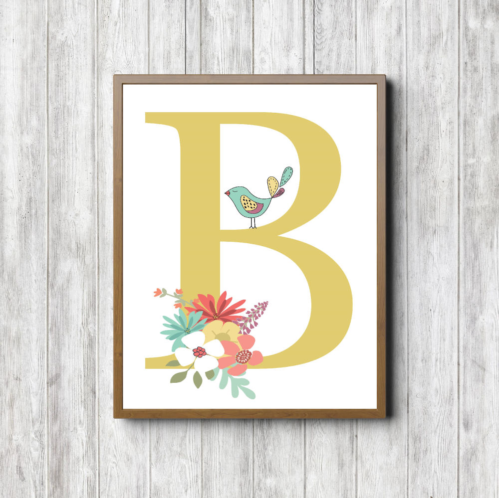 Letter B – Flowers & Bird Printable