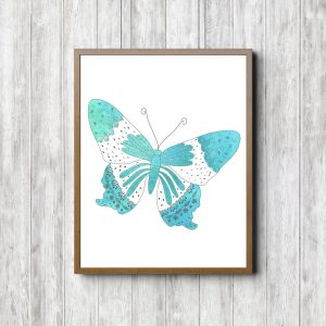 Turquoise Butterfly Watercolor Printable