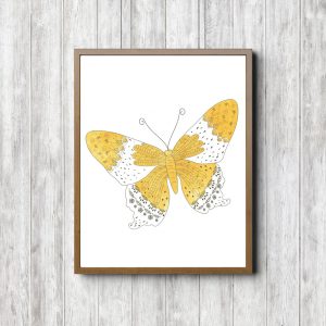 Yellow & Grey Butterfly Printable