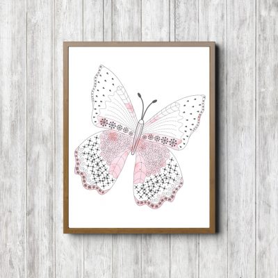Watercolor Pink Butterfly Printable