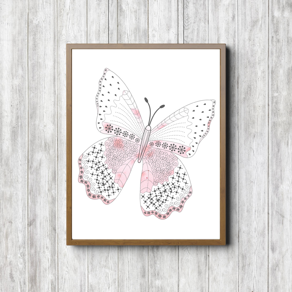 Watercolor Pink Butterfly Printable