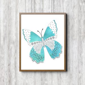 Watercolor Turquoise Butterfly Printable