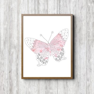 Printable Blush Pink Butterfly
