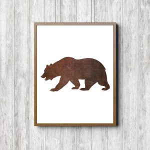 Brown Watercolor Bear Silhouette