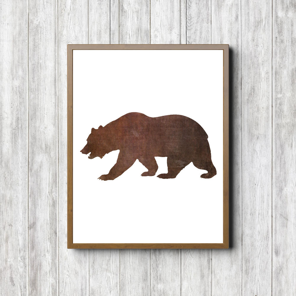 Brown Watercolor Bear Silhouette Printable
