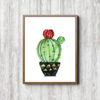 Printable Watercolor Botanical Cactus