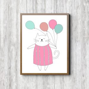 Cat With Pink Balloons