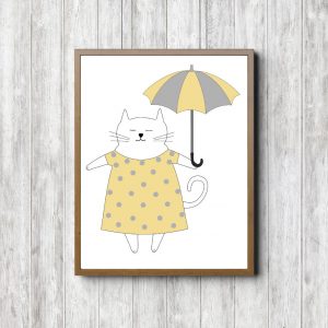 Cat With Yellow Umbrella