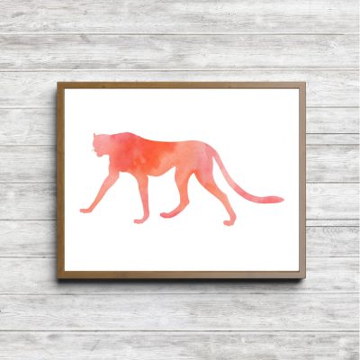Coral African Cheetah Silhouette