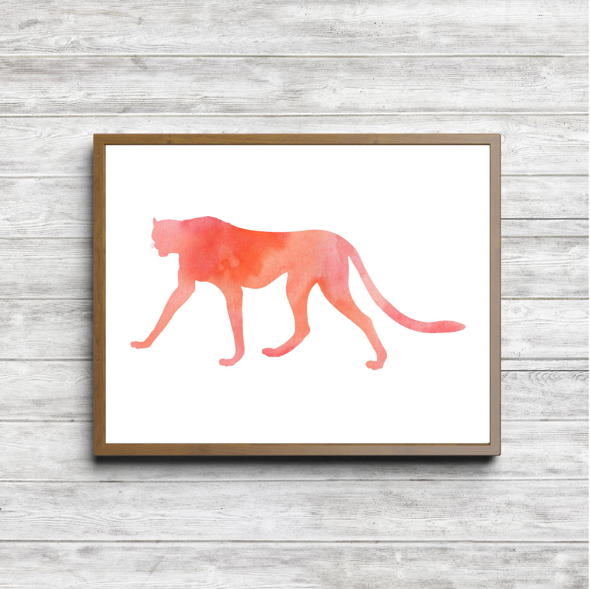 Coral African Cheetah Silhouette