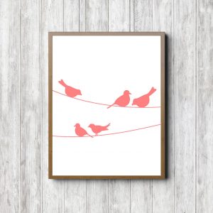 Coral Birds On A Wire