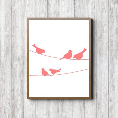Coral Birds On A Wire