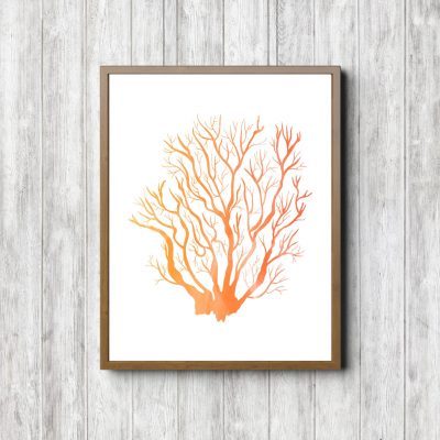 Printable Orange Watercolor Coral