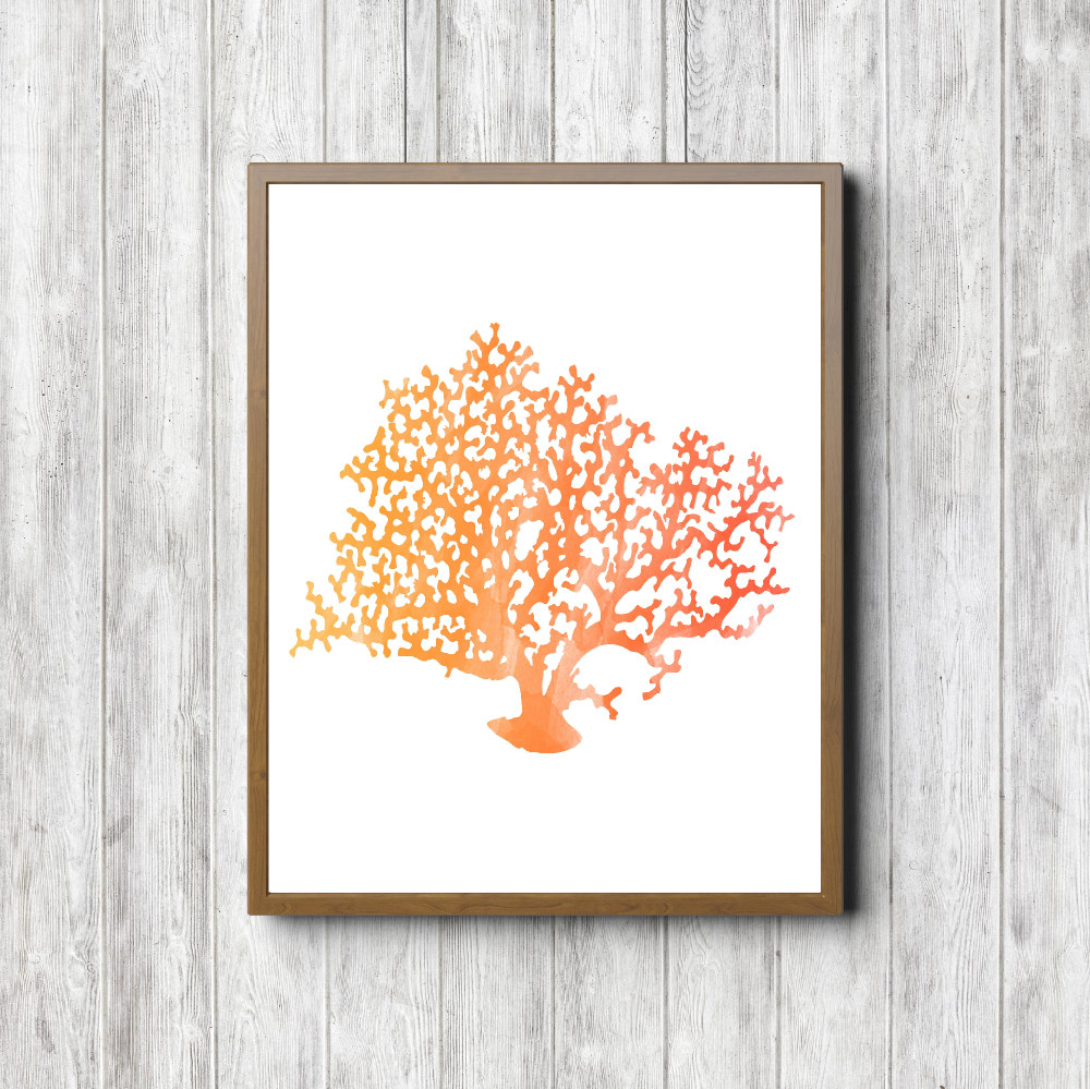 Orange Watercolor Sea Coral Printable