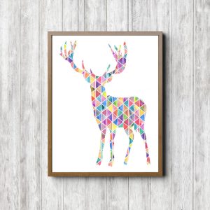 Geometric Watercolor Deer Silhouette
