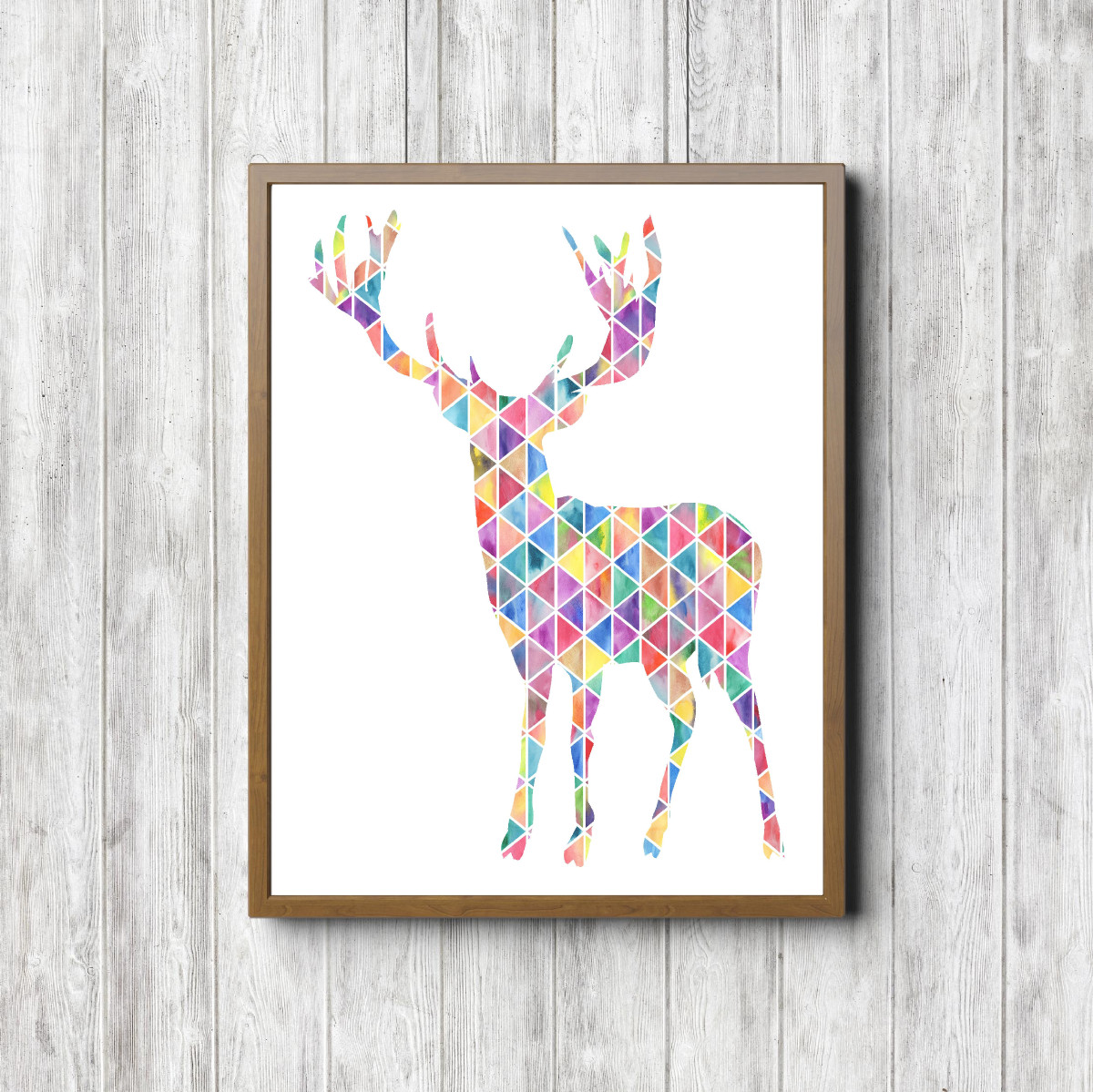 Geometric Watercolor Deer Silhouette