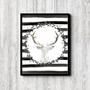 Printable Watercolor Deer Head