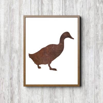 Brown Watercolor Duck Silhouette