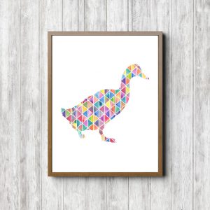 Geometric Watercolor Duck Silhouette