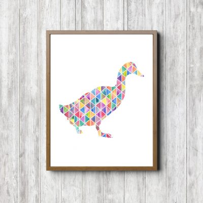 Geometric Watercolor Duck Silhouette