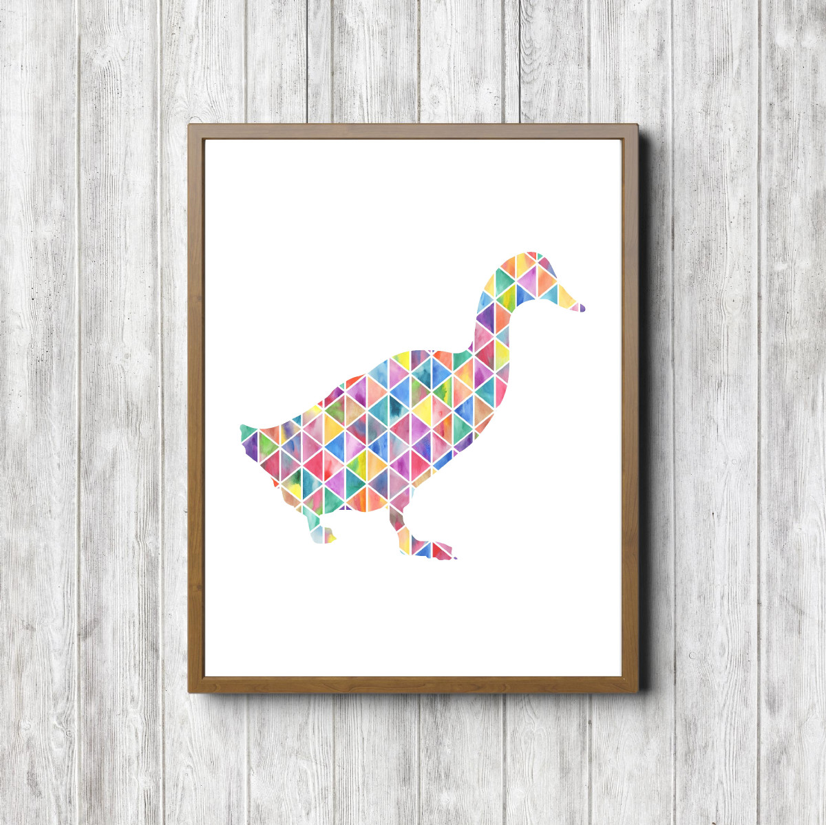 Geometric Watercolor Duck Silhouette