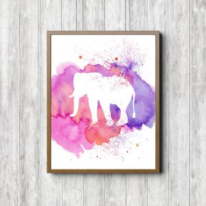 Pink Watercolor Elephant Silhouette