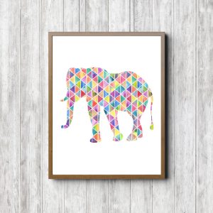 Geometric Watercolor Elephant Silhouette