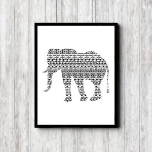 Black & White Elephant Silhouette