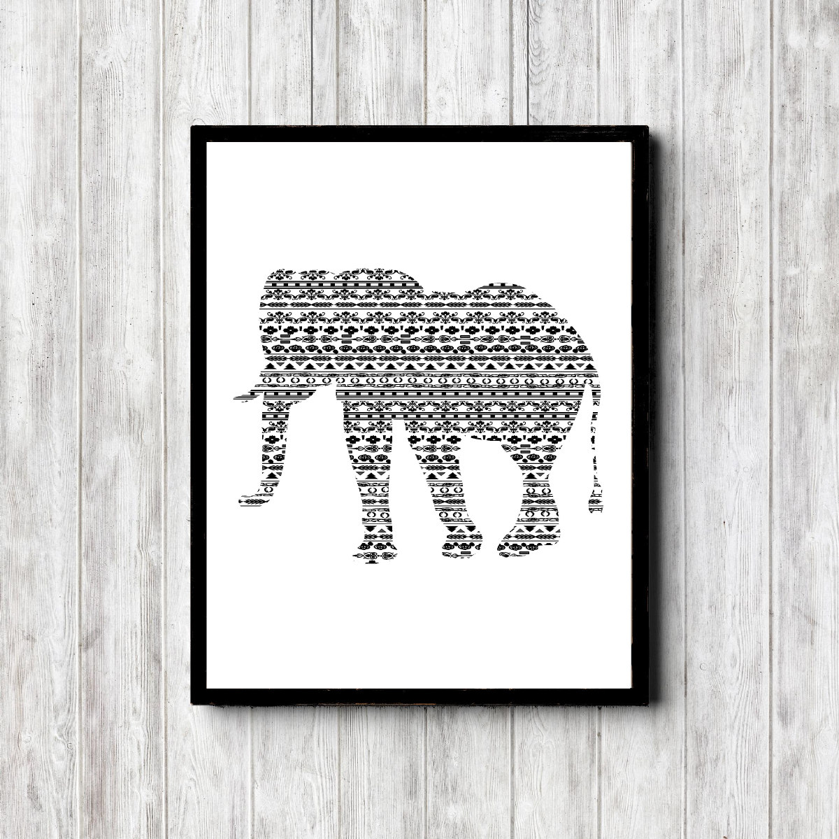 Black & White Elephant Silhouette